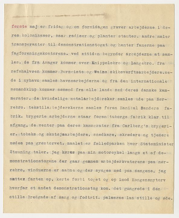 Erste Seite des Typoskripts von Ruth Berlau, [um 1937/1938], Ruth-Berlau-Archiv, Nr. 298 © Akademie der Künste, Berlin